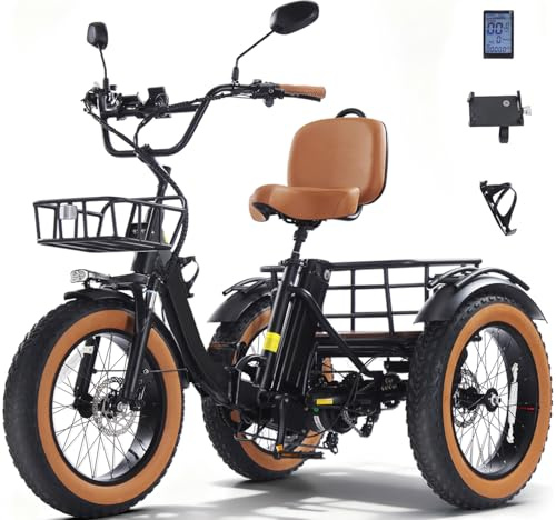 NOMIGO Elektro-Dreirad für Erwachsene, faltbares E-Trike mit 48V 18Ah Akku,zu 70-90 km Reichweite, 20×4 Zoll Fat Tires, 7-Gang-Schaltung, Differenzial, Aluminiumrahmen, bis 150 kg Schwarz