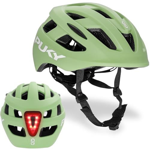 Puky Kinderfahrradhelm HELMET S retro green (48-55 cm) - Leichtgewicht, Belüftet, mit Lichtmodul