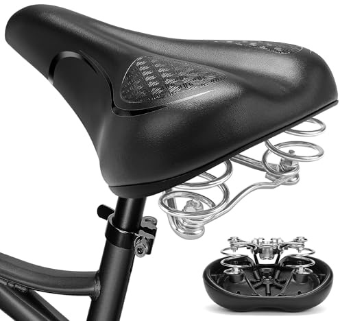 CDYWD Übergroßer Fahrradsattel Herren & Damen, Bequem, Weich Memory Foam, Ergonomisch, Extra Breit Bequemer Fahrradsitz, Universal Ersatz Fahrradsättel für Mountainbike, Cityrad, Ebike, Heimtrainer