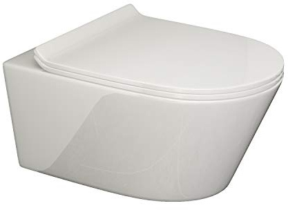 SSWW | Hänge-WC mit abnehmbaren WC-Sitz, weiß, spülrandlose Toilette, Nanobeschichtung & Absenkautomatik | 54 cm lang