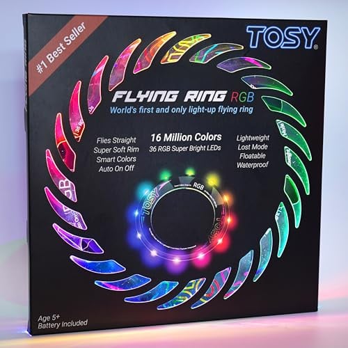 TOSY Flying Ring – 12 einfarbige LEDs, superhell, Lost-Mode, Auto-Aufleuchten, Ostergeschenk, sicher, wasserdicht, Spielzeug für Pool/Strand/Camping (Blau)