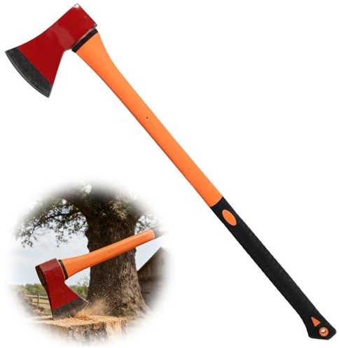 Spaltaxt, 85cm Beil Axt Universell mit Glasfaserstiel zum Spalten und Hacken, Äxte 990g mit Klinge aus Kohlenstoffstahl für Garten und Wald