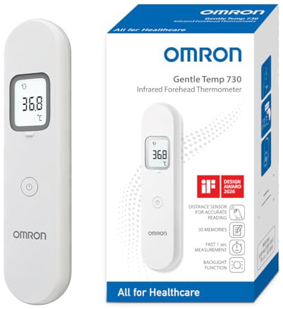 OMRON Gentle Temp 730 Berührungsloses Infrarot-Stirnthermometer für Neugeborene, Kinder und Erwachsene, schnelle 1-Sekunden-Messung, Weiß