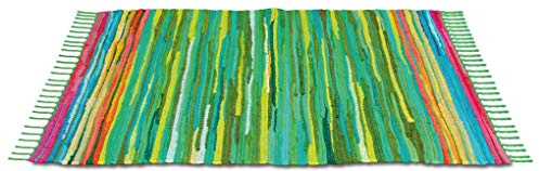 Bestlivings Flickenteppich 160 x 230 cm aus handgewebter Baumwolle in Grün - Dunkelgrün, viele Variationen