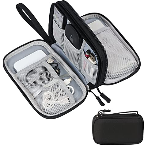 Skycase Kabeltasche,Elektronische Tasche,Elektronikzubehör Organizer,Travel Essentials Tragbare Kabelorganizer,Doppelte Kabel Tasche für Elektronische Accessoires Ladekabel-Schwarz