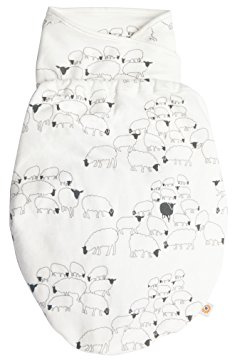 ERGObaby Pucksack Baby 0-3 Monate Baumwolle, Schlafsack Ganzjahres Pucktuch Swaddler, Sheep, 1 Stück (1er Pack)