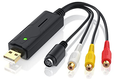 Aplic - USB Audio Video Grabber - Video-Formatwandler - Neue Software Windows 11 fähig - VHS - Videoadapter zur Bearbeitung Nachbearbeitung - vergoldete Kontakte