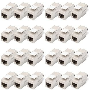 DIGITUS Keystone-Modul Cat 6A – 24 Stück – Geschirmt – 500 MHz 10Base-T | Werkzeugfrei – LSA – PoE++ – AWG 26-22 – RJ45 Buchse – 10 Gbit/s – Für Anschlussdosen und Patchfelder