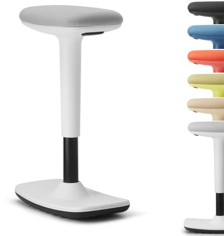 TREND OFFICE to-Swift Stehhocker, Stehhilfe, Bürohocker ergonomisch Weiß | by Dauphin, Bürohocker höhenverstellbar 50-75 cm, Sitzhocker mit Wippfunktion für gesundes, aktives Sitzen, Stehhilfe Büro