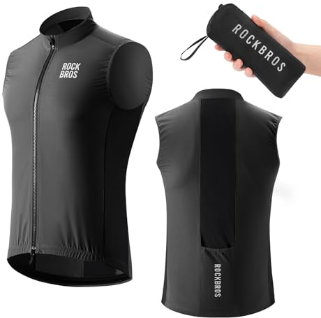 ROCKBROS Fahrradweste Damen Herren, Winddichte Leicht Atmungsaktiv, Packbar, Ärmellose Radweste Fahrrad Weste für Rennrad MTB Trekking