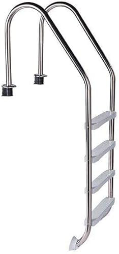 well2wellness® Edelstahl Einstiegsleiter Pool Tiefbeckenleiter Wide aus V2A mit ABS Kunststoffstufen - 4-stufig