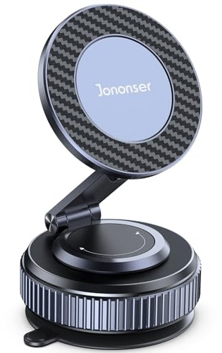 Jononser Magnetische Handyhalterung Auto aus Zinklegierung, Faltbar, Nano-Gel Kleber & N52 Magnet, 360° Verstellbar für Armaturenbrett/Windschutzscheibe, für iPhone 17/16/15/14/13/12 & MagSafe