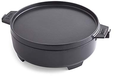 Weber Dutch Oven 2-in-1 für Gourmet BBQ System/Gusseisentopf mit Deckel als Pfanne verwendbar – Schwarz (8857)