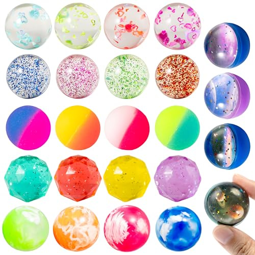 JOYIN 24 Stück 32 mm Flummies für Kinder, Flummi Mitgebsel Kindergeburtstag, Gummibälle Kleine Weihnachten Geschenke Adventskalender für Kinder, Strumpffüller