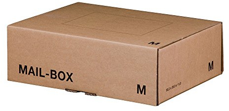 Versandkarton MAIL-Box M, 331x241x104 mm, braun, 20 Stück | einwellige Pappe - Wiederverschließbar & zusammenfaltbar - Karton ideal als Moving Boxes - Versand - Braun