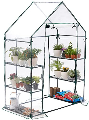 Bramble - Premium Garten Gewächshaus Foliengewächshaus mit Bodenhaken, 6 Etagen & Robuster Plane - Wetterfest, Stabil & Einfach zu Montieren - 195x143x73cm