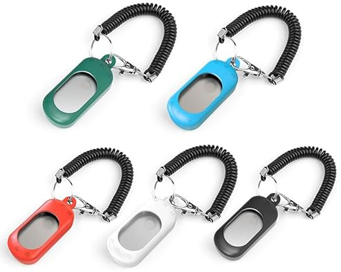 Hitchuey Hunde-Clicker, 5, langlebig, tragbar, interaktives Ton-Trainingshilfsmittel mit Fingerspitzen, Trainings-Clicker mit Verlängerung, auch für Katzen und Pferde geeignet