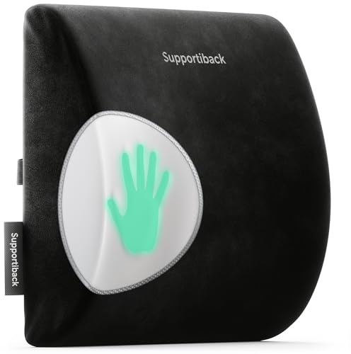 Supportiback Stützkissen für die Lendenwirbelsäule — Memory-Schaumstoff Lordosekissen für Zuhause, Büro, Auto, Reisen — Ergonomisches Lendenkissen, Grau