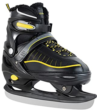 XIUWOUG Verstellbare Schlittschuhe, Eislaufschuhe für Damen,Herren und Kinder Ice Skates Einstellbare 4 Größenbereiche(30 bis 45),Schwarz,XL(42-45)