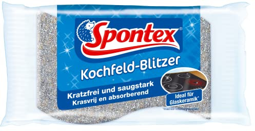 Spontex Kochfeldblitzer, Reinigungsschwamm für Glaskeramik und sensible Oberflächen, ideal für Kochfelder, kratzfrei und saugstark, 1 Stück(1er Pack)