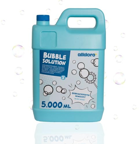 alldoro 60658 Seifenblasen-Flüssigkeit Nachfüllflasche, Kanister mit 5 l gebrauchsfertig, für Riesenseifenblasen, Blue