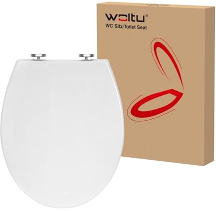 WOLTU WC Sitz Toilettensitz mit Absenkautomatik, Klodeckel mit Absenkautomati,Toilettendeckel, Toilettensitz aus Kunststoff, Fast Fix(Schnellbefestigung), Softclose Scharnier Oval