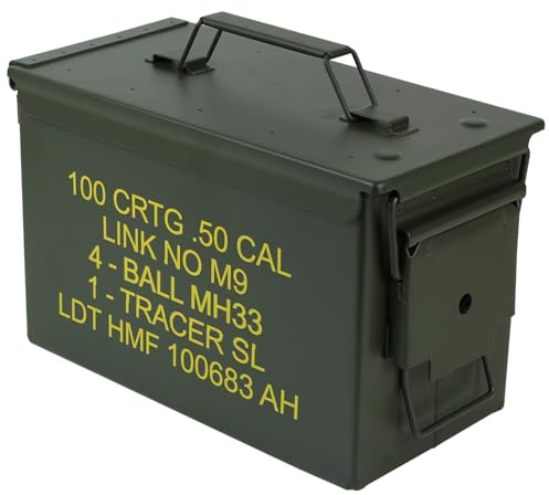 HMF 70011 Munitionskoffer, US Ammo Box, Metallkiste, 30 x 19 x 15,5 cm, grün