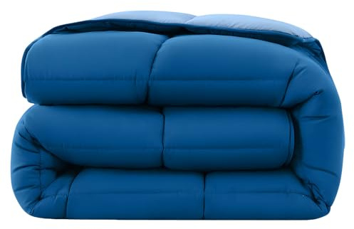 wometo Steppbett Bettdecke Wende-Design ca. 135x200 cm - dunkelblau & blau - buntes Ganzjahres Steppbett (Sommer und Winter) I farbig und ohne extra Bezug verwendbar I Oeko-TEX geprüft