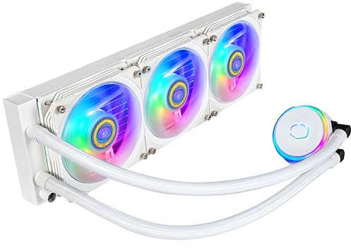 Cooler Master MasterLiquid PL360 Flux CPU-Kühler - AIO Wasserkühlung mit 3 x 120mm Lüfter, 360mm Kühler inkl. ARGB-Controller (2te Generation) - AMD- und Intel-kompatibel, weiß