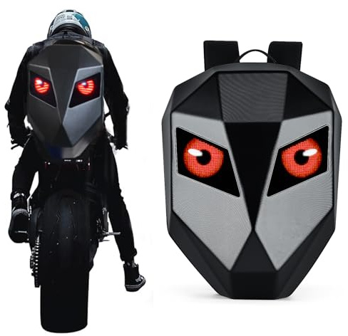 Gelrova LED Rucksäcke mit Programmierbarem Vollfarbbildschirm Motorrad-Rucksack, Dynamisch, APP, Wasserdicht, Unterstützt iOS/Android-System, Text/Bild/Gif-Animation