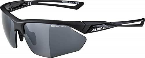 ALPINA NYLOS HR - Verspiegelte und Bruchsichere Sport- & Fahrradbrille Mit 100% UV-Schutz Für Erwachsene, black, One Size