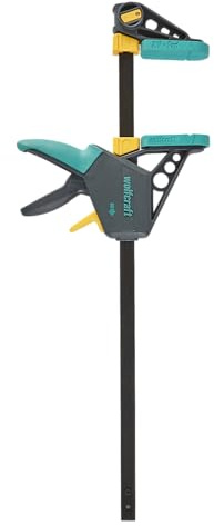 wolfcraft Einhandzwinge Easy 75-500 mm - Einfaches Spannen und Lösen der Zwinge mit nur einer Hand - ideal für den Heimwerker/Spannkraft von starken 90 kg - 3023000