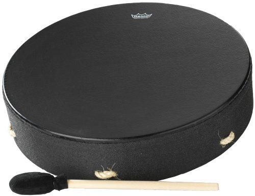 Remo World Percussion - Buffalo Drum - 16 x 3,5 - Acousticon Rahmen, Bahia Bass Fell, Schnurhaltekreuz, fest vorgestimmt, inkl. Schlägel, schwarz - E1-1316-BE