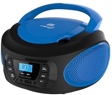 Tragbarer CD-Player | | CD/CD-R | USB | FM Radio | AUX-In | Kopfhöreranschluss | Kinder Radio | Boombox | CD-Radio | Stereoanlage | Kompaktanlage (Cobalt Blue)