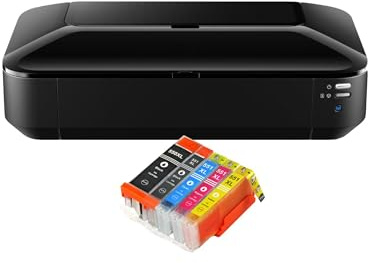 IC-Office iX6850 Farbtintenstrahl Drucker DIN A3+ (Bürodrucker, Fotodruck, Textdruck, 9.600 x 2.400 DPI, WiFi, WLAN, USB, Direktdruck, Print App) schwarz + 5 XL Tintenpatronen