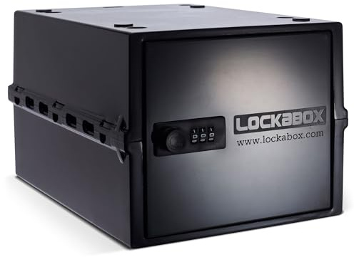 Lockabox One™ | Premium abschließbare Aufbewahrungsbox | Mittelgroße Box mit Zahlenschloss für Lebensmittel, Medikamente & Sicherheit im Haushalt | Außenmaße 31 x 21 x 17 cm (Jet)