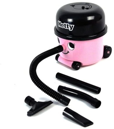 Hetty Hoover Schreibtischstaubsauger - Offiziell lizenziertes Henry Hoover, pinkfarbener Mini-Computer- & Tastaturreiniger, tragbare leichte Schreibtischreinigung, Neuheits-Geschenk für den Strumpf