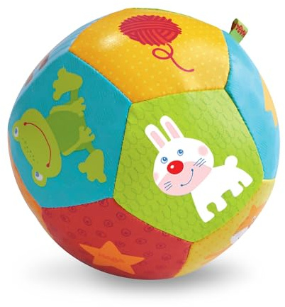HABA Babyball Tiere - Ball für Kinder ab 6 Monaten - Weicher Greifball für erstes Spielen & Motoriktraining - 1302484001