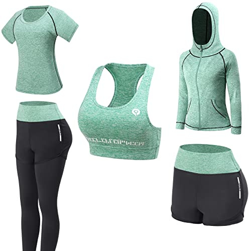 JULY'S SONG Yoga Kleidung Anzug 5er-Set Trainingsanzug Laufbekleidung Gym Fitness Kleidung