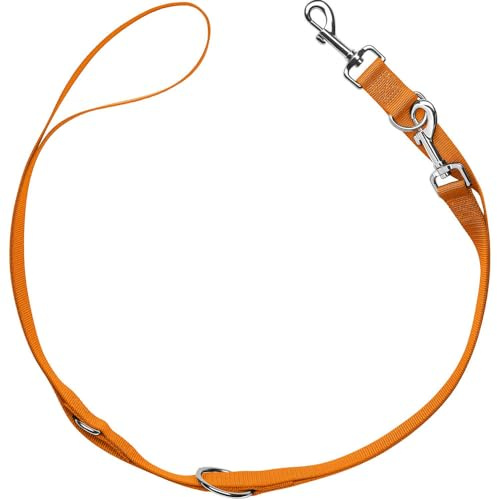 HUNTER verstellbare Hundeführleine LONDON, 3-fach verstellbare Nylon Hundeleine, reißfestes Polyester, leicht & formstabil, Farbe: orange, Größe: 20/200