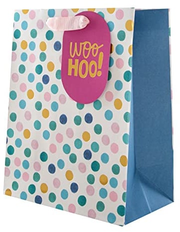 Hallmark Mittelgroße Geschenktüte für verschiedene Anlässe – rosa und blaue Punkte