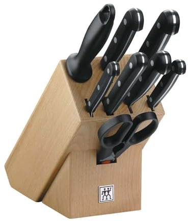 ZWILLING Twin Gourmet Messerblock, 9-teilig, Holzblock, Messerset, Wetzstab, Schere, rostfreier Spezialstahl, Schwarz