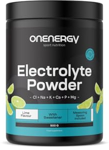 OnEnergy Elektrolyte in Pulverform - Limette - 500 g - 142 Portionen - Mischung aus 6 Mineralien - Hydration - Unterstützung für Muskeln und Nerven - Mit Messlöffel - Für fast 5 Monate