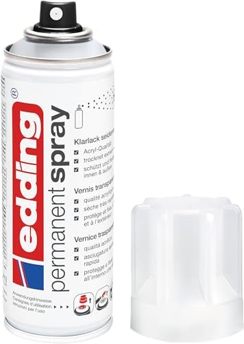edding 5200 Permanent Spray Klarlack – seidenmatt – Klarlack in Acrylqualität für ein seidenmattes Finish – Erhöht die Kratz-, Stoß- und Schlagkräftigkeit der Lackierung – Inhalt: 200 ml