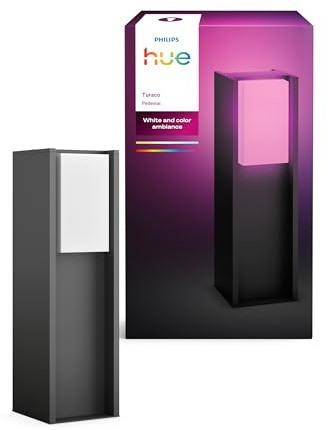 Philips Hue Turaco Außen-Sockelleuchte, anthrazit, dimmbar, warmweißes Licht, über App steuerbar, kompatibel mit Amazon Alexa (Echo, Echo Dot), neue Generation