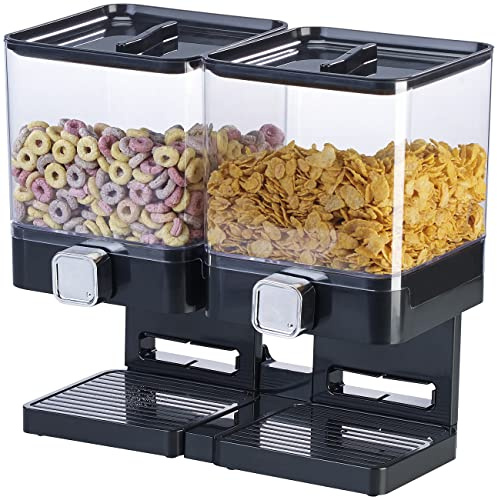 Rosenstein & Söhne Müslispender: Doppel-Spender für Cerealien & Snacks, 33,5 x 30,5 x 16,5 cm, schwarz (Cornflakes Spender, Vorratsdosen mit Deckel, Pasta)