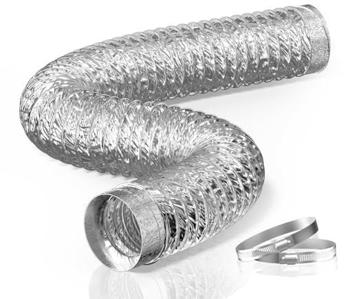 HG Power 100mm Alu-Folienschlauch Länge 3m Flexible Abluftschlauch aus Aluminium Rohr Flexschlauch mit 2 Schlauchschellen für Abzugshaube, Rohrventilator