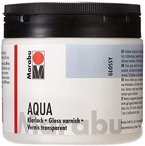 Marabu 11350075000 - Farbloser aqua Klarlack, transparent 500 ml Dose, hochglänzender Acryl-Lack auf Wasserbasis, für Hobby und Freizeit, zum Lackieren vieler Bastelarbeiten und Materialien