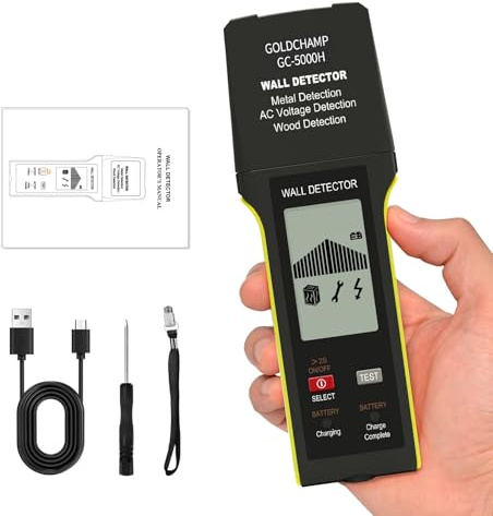 Leitungssuchgerät für Metall, Holz und Stromführende Wechselstromleitungen | Leitungssucher Wände, Ortungsgerät mit LCD-Display und Akustischem Alarm, Wand Stud Finder für Kabel, Bewehrungsstahl, Balken