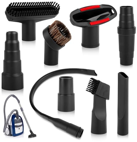 9 Stück Staubsauger Düsen Set 32-35 mm Staubsauger，Staubsauger Aufsatz Universal，Zwei-in-Eins-Flachsaugkopf, Polsterdüse，Matratzendüse，Fugendüse，Langem Flachsaugkopf, für Auto-Staubsauger